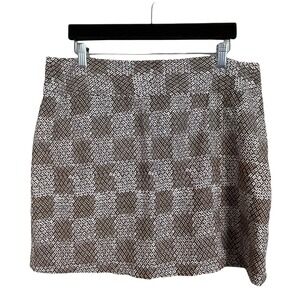 Izod Golf Women's Sz 12 Skort Brown White Polyester Activewear Tennis Pickleball